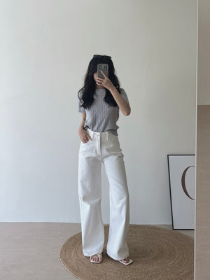 White Straight Jeans / 直筒白色牛仔长裤