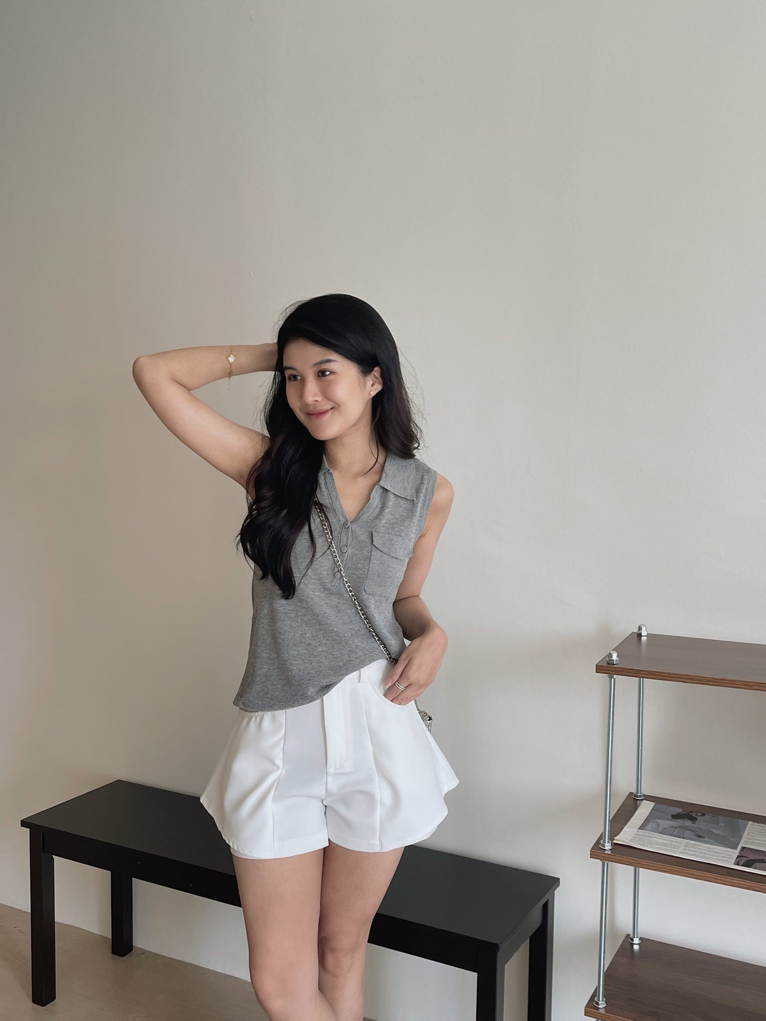 Double Pockets Knit Top / 洋气针织百搭上衣