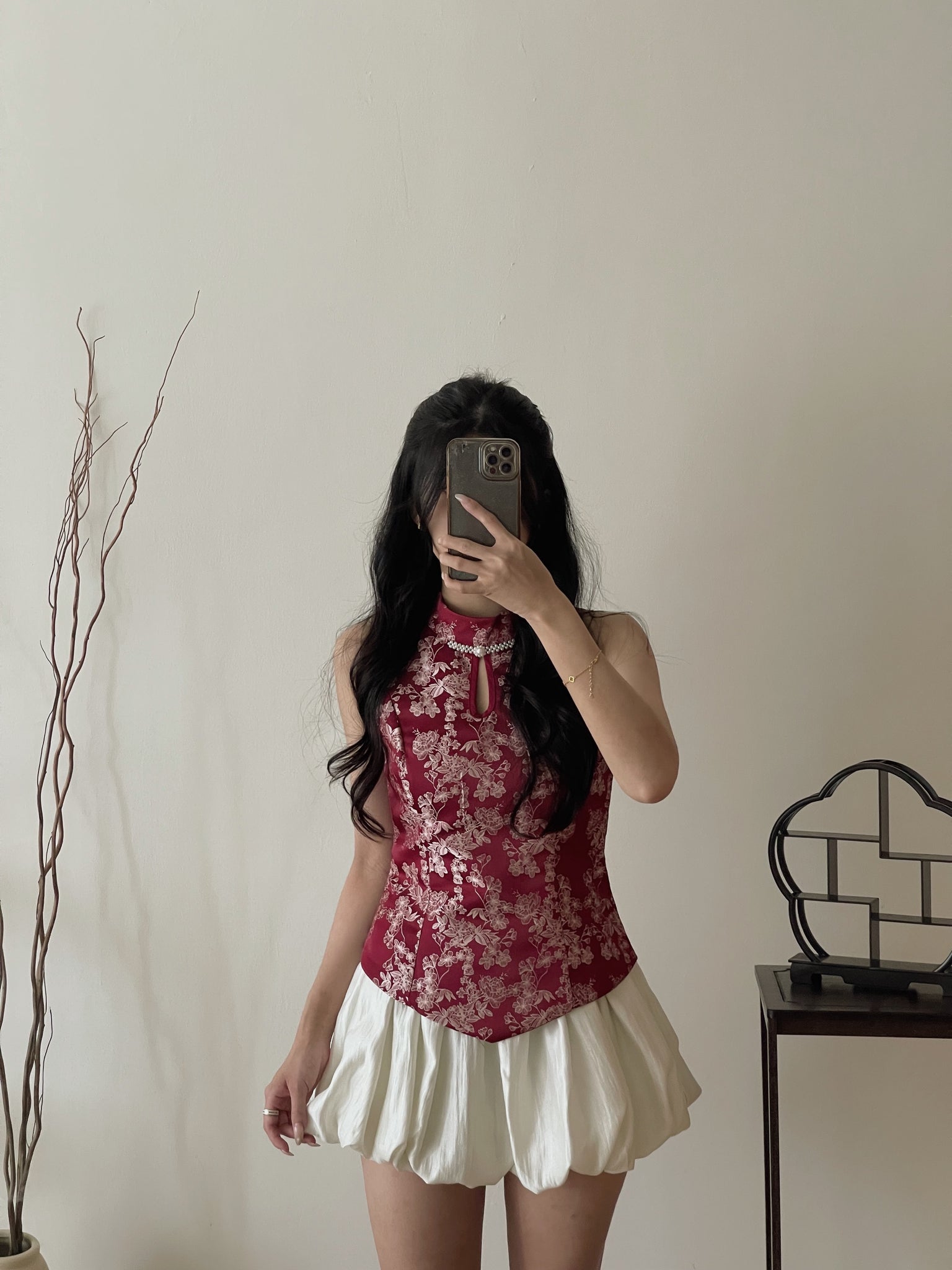 Moonlit Bloom Satin Top / 玉兰映月-高雅光泽锦缎旗袍上衣