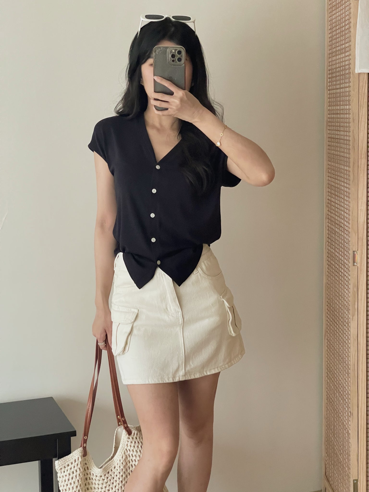 Button Knit Half Sleeve Tee / 排扣针织半袖T恤