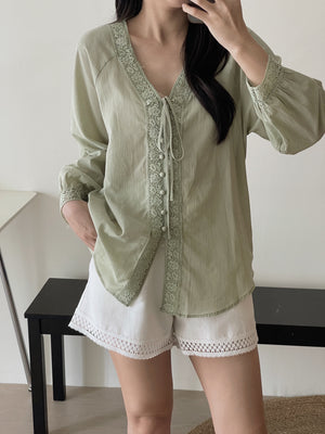 Anais V-Neck Loose Shirt / 清冷风宽松V领衬衫