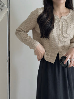 Cable Knit Cardigan / 软糯麻花长袖上衣