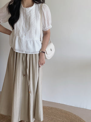 Viscose Linen Midi Skirt / 亚麻夏季半身裙