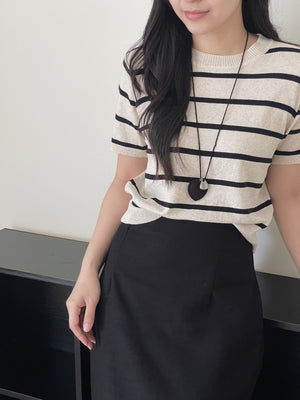 Stripes Knit Tee / 针织条纹圆领衣