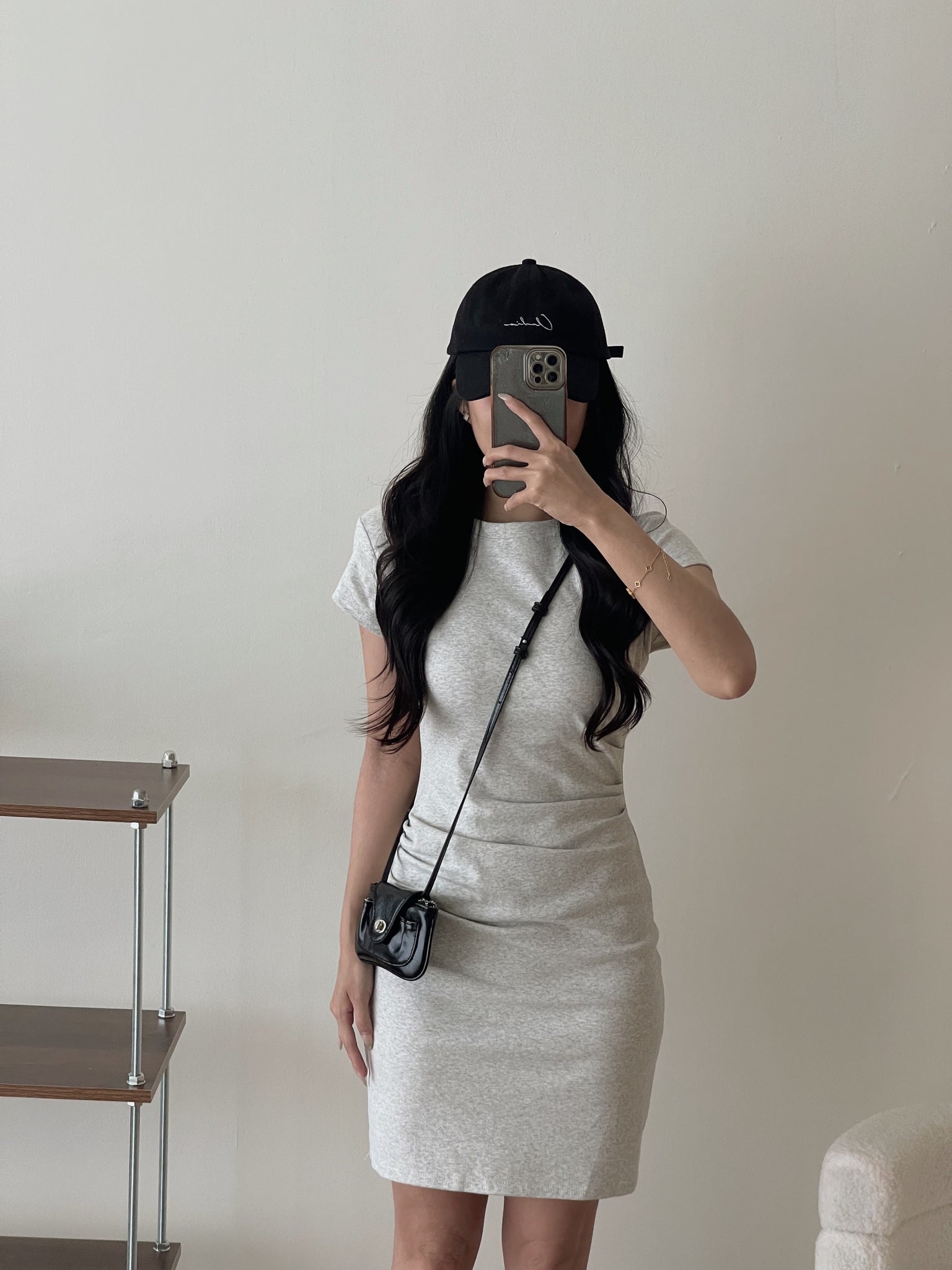 Basic Tall Slim Dress / 捏皱收腰连衣裙加长版