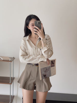 Chic Casual Shirt  / Polo尖领干练宽松衬衣