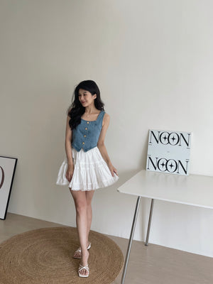 Denim Gold Button Top / 小香牛仔金扣上衣