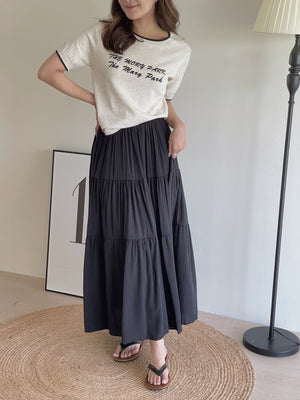 Tiered Flare Maxi Skirt / 飘逸拼接半身长裙