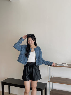 Reve Denim Outer / 复古韩版圆领牛仔外套