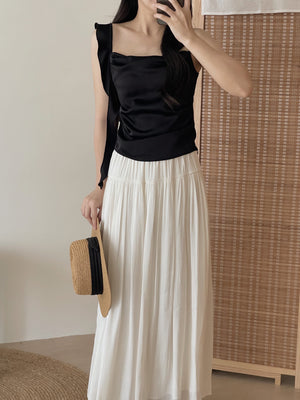 Ruffle Strap Satin Top / 缎面荷叶肩带小衫