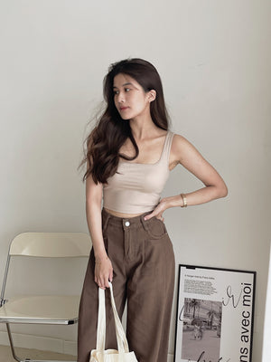 Square Neck Padded Tank Top / 方领胸垫背