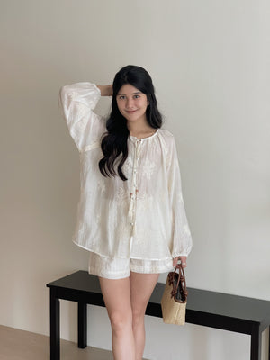Dandelion Embroidered Set / 刺绣花休闲衫套装