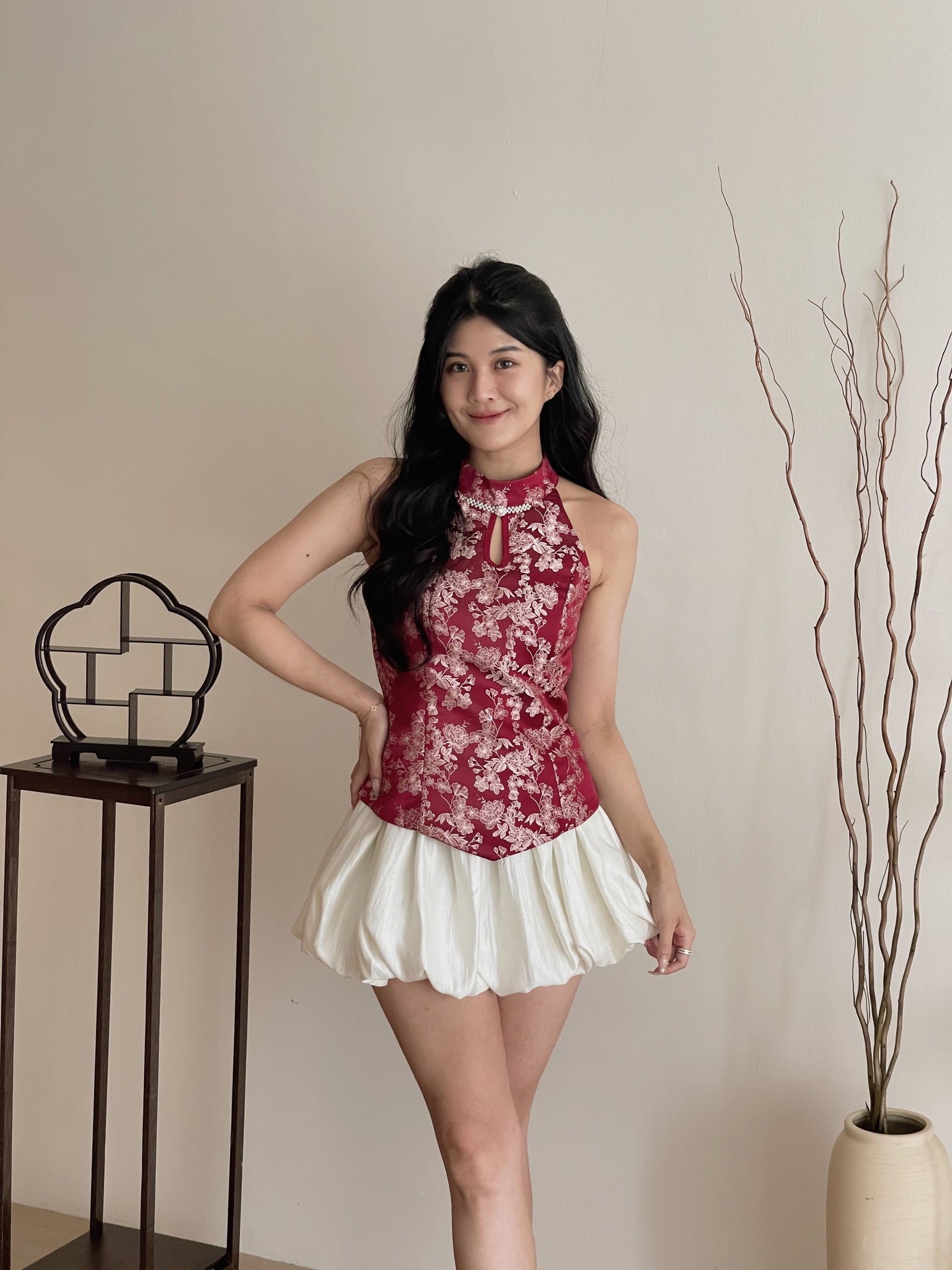 Moonlit Bloom Satin Top / 玉兰映月-高雅光泽锦缎旗袍上衣