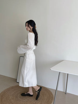Hollow Wide Shoulder Top / 镂空落肩长袖衫