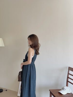 Anaya Denim Dress / 系带牛仔吊带长裙