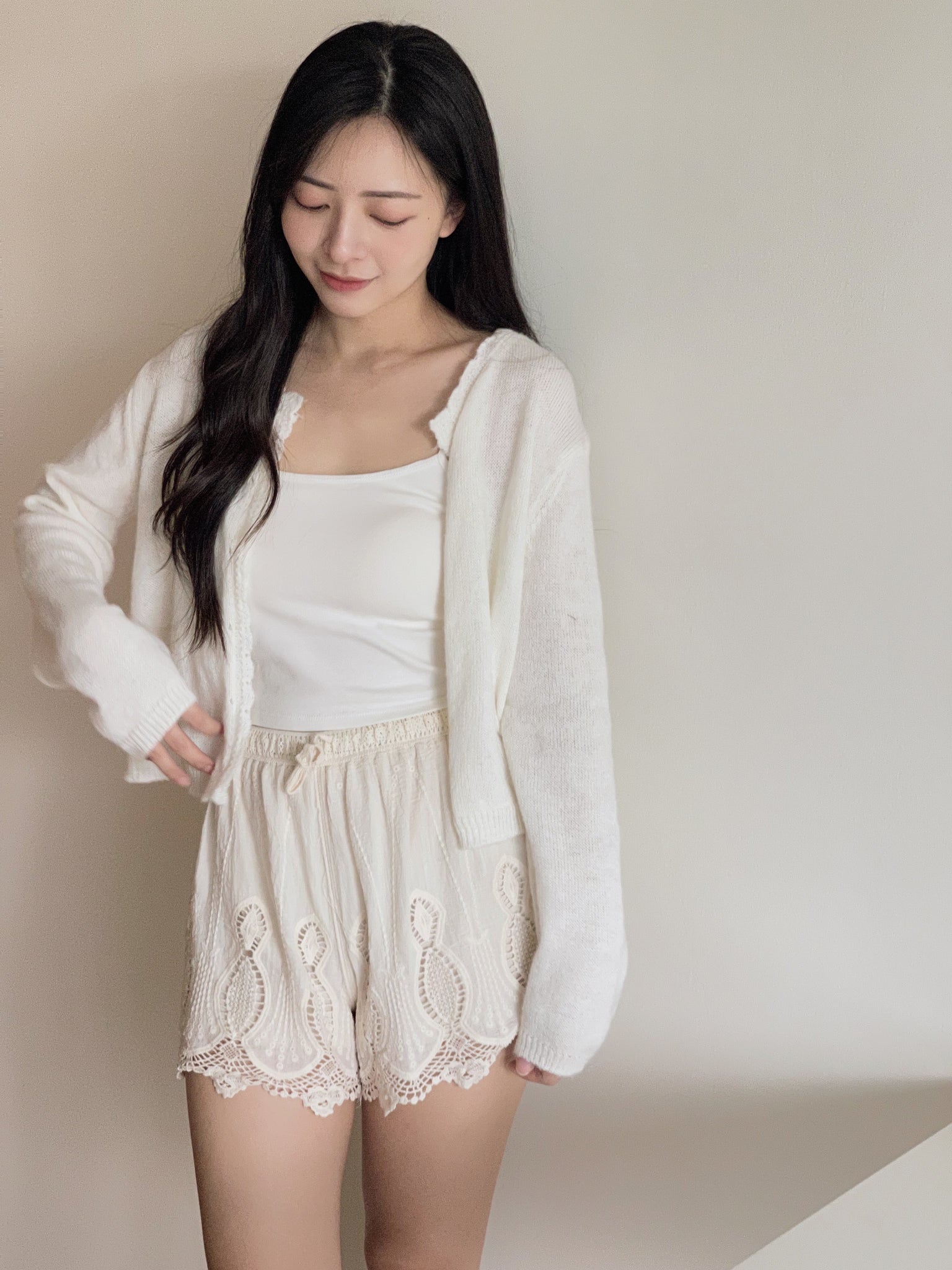 Crochet Knit Cardigan / 毛衣钩花针织开衫