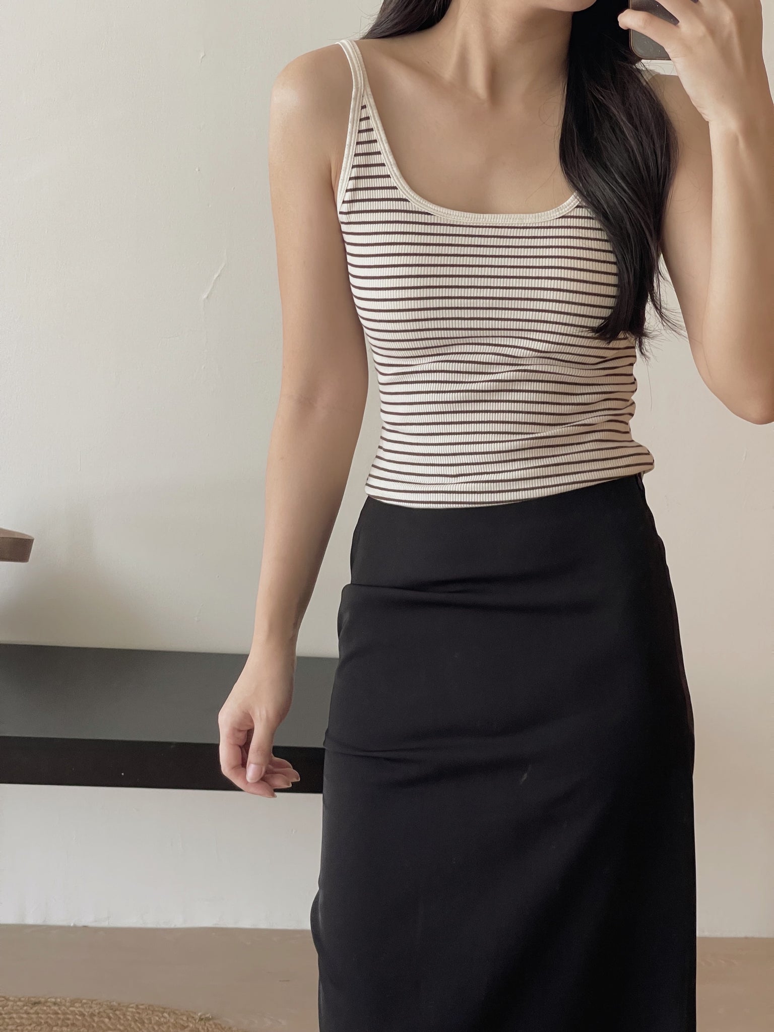 Contrast Trim Padded / 撞色边吊带胸垫背心