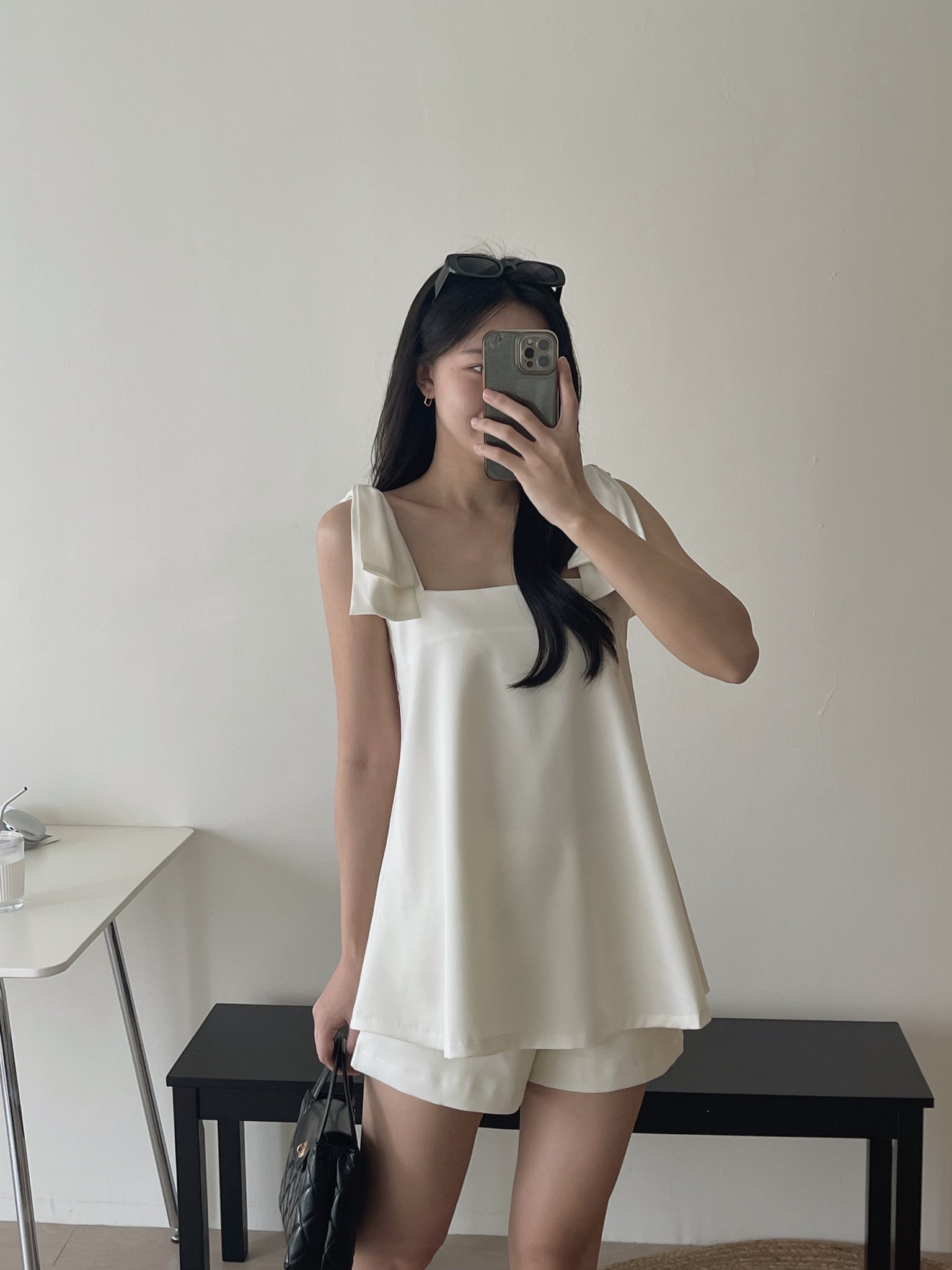 Elegant Satin Bow Set / 名媛气质蝴蝶结缎料套装