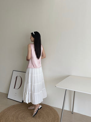 Lace Trim Midi Skirt / 蕾丝边半身长裙