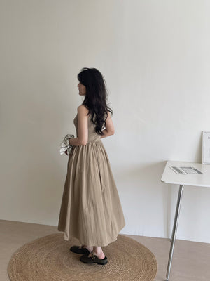 Cassia Ribbed Spliced Dress / 背心拼接连身长裙