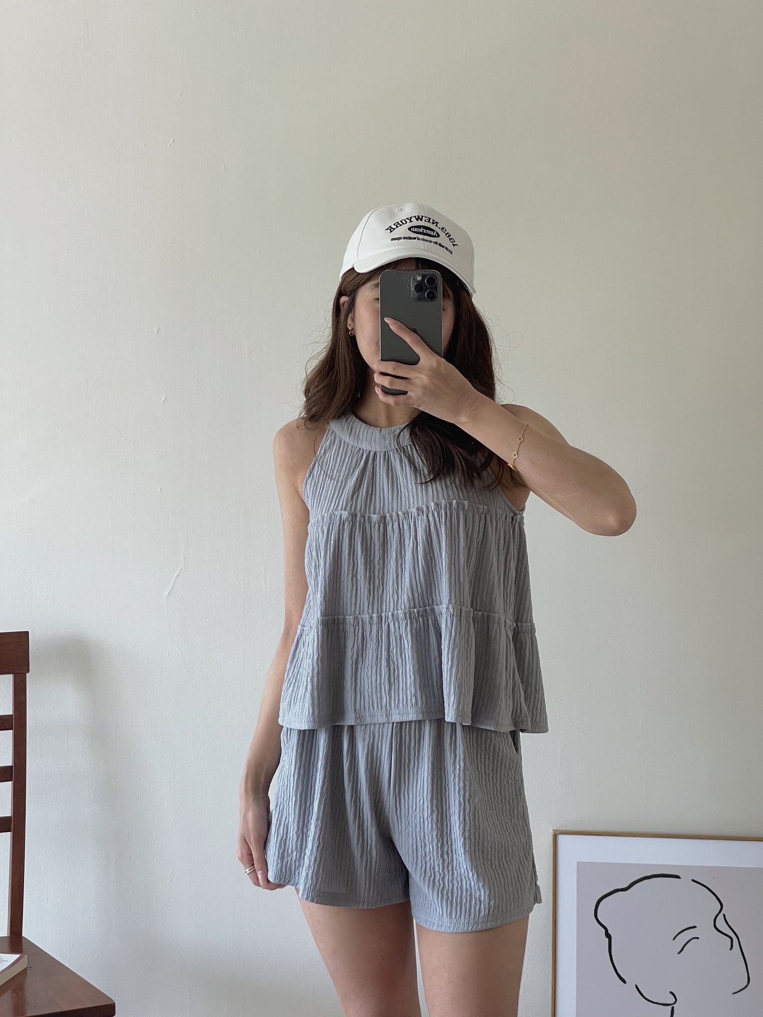 Avery Halterneck Set / 挂脖肌理感短裤套装