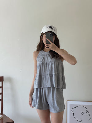Avery Halterneck Set / 挂脖肌理感短裤套装