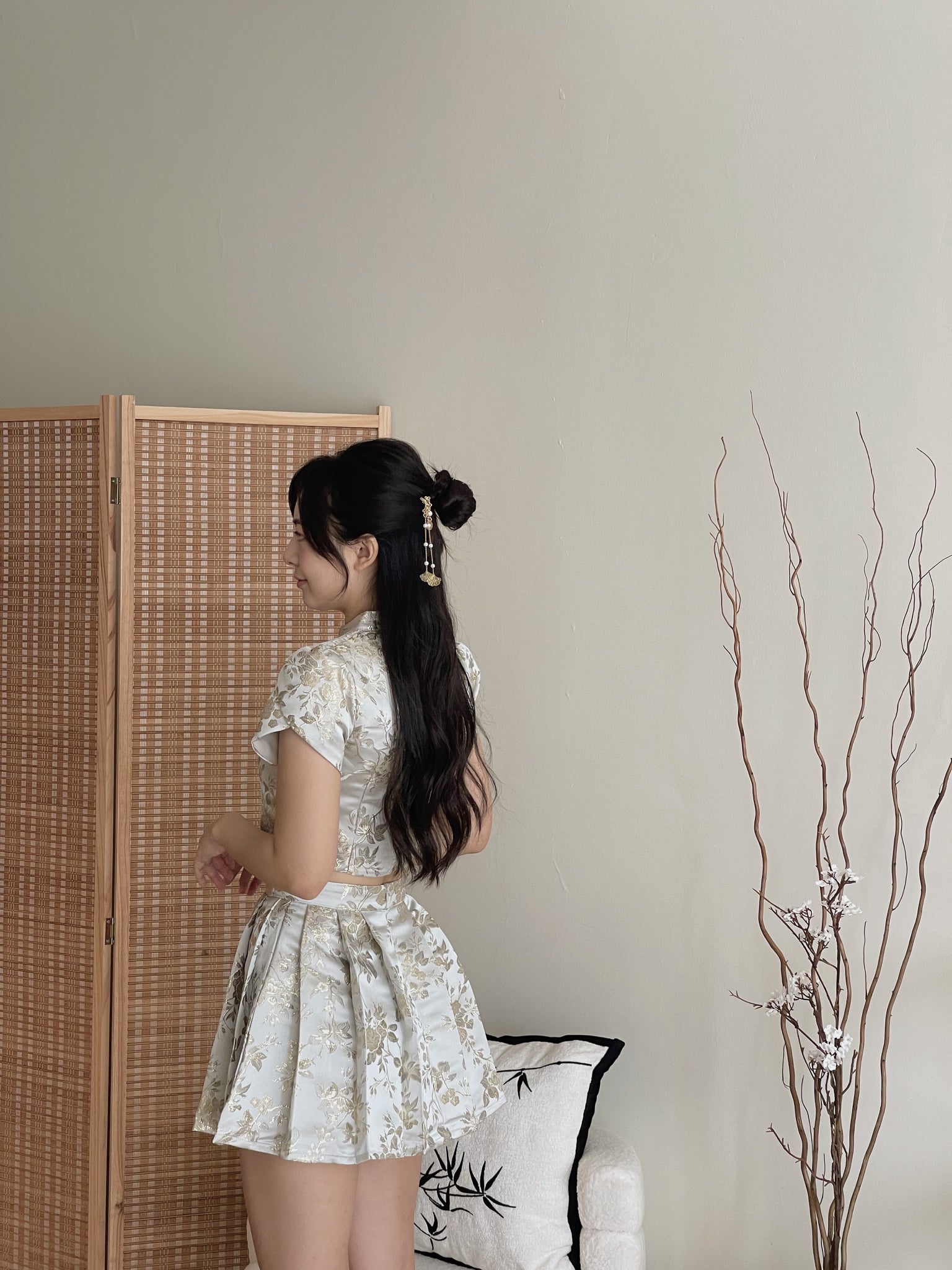 Brocade Spliced Lace Set / 【绣蕊锦裳】拼接蕾丝百褶裙套装