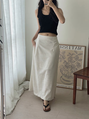 Linen Midi Skirt / 亚麻半身长裙