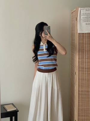 Marilyn Contrast Knit Top / 撞色条纹翻领针织背心