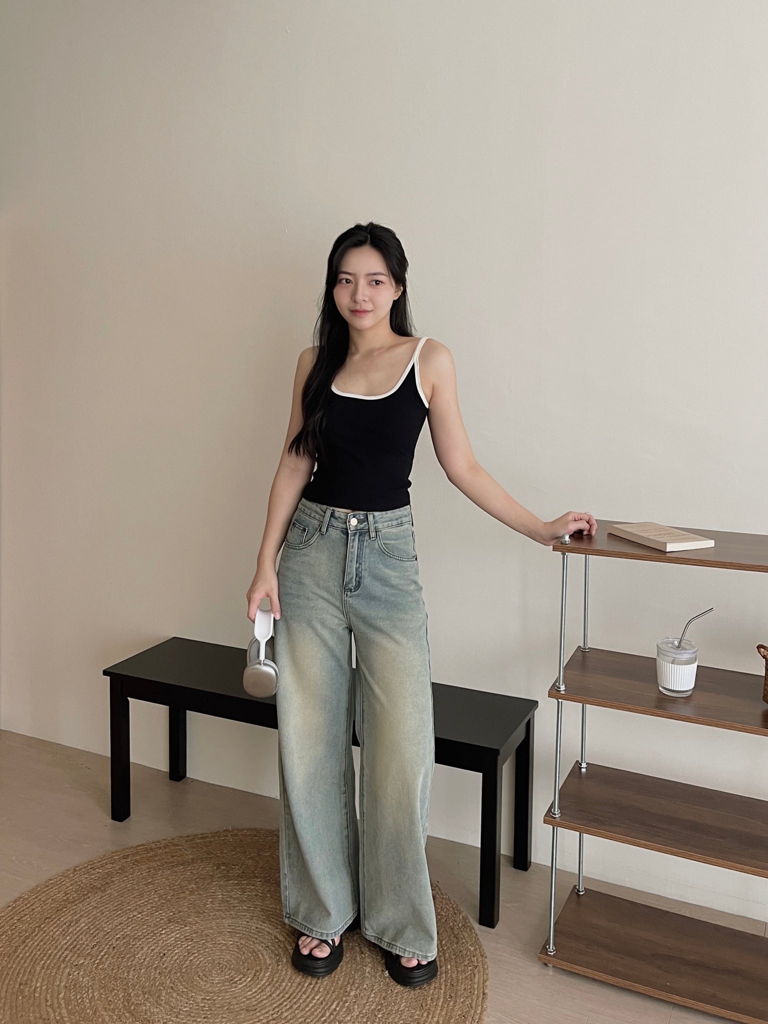 Contrast Trim Padded / 撞色边吊带胸垫背心