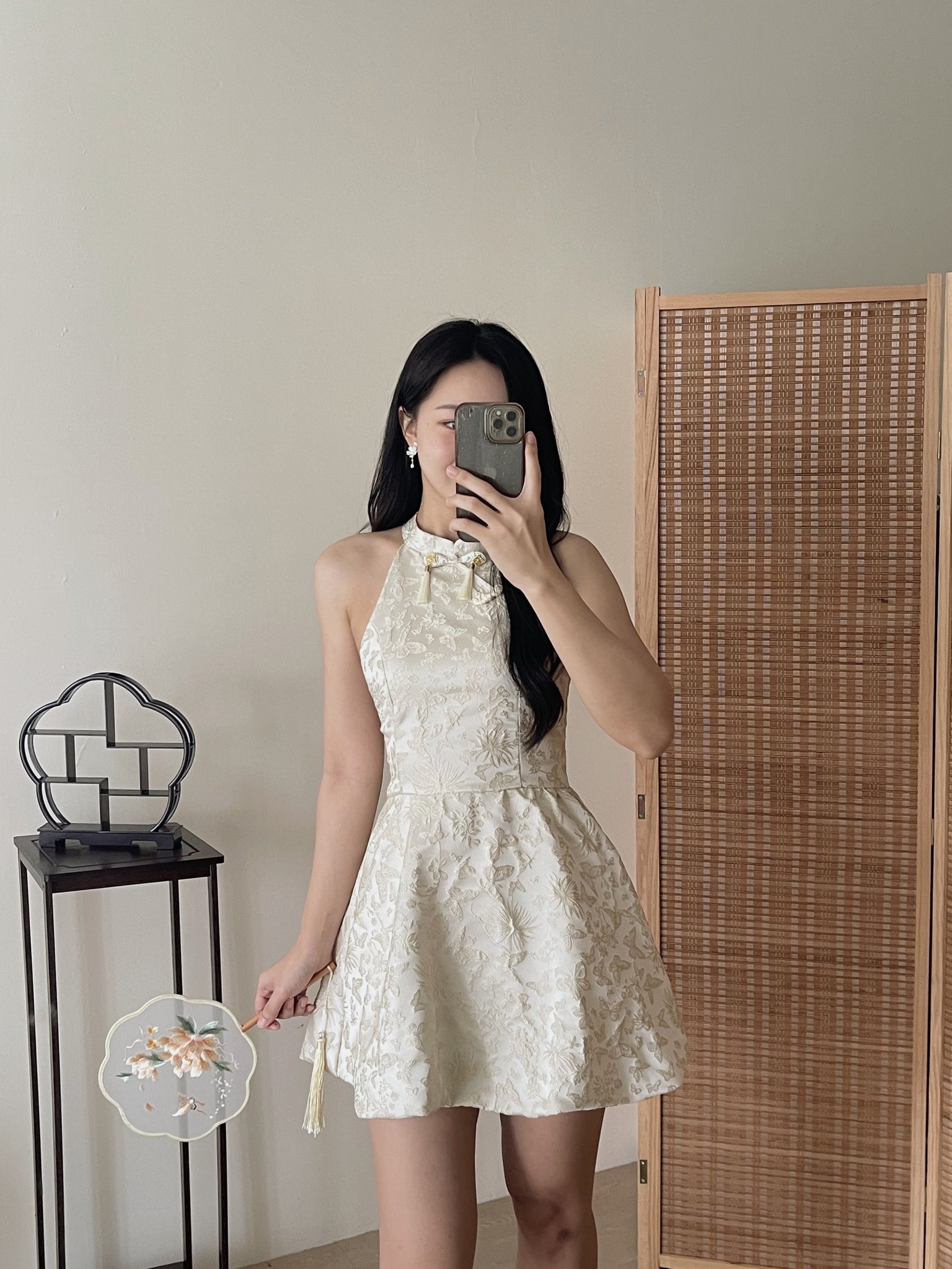 Carlin Emboss Jacquard Jumpsuit Dress / 【花影仙蝶】浮雕提花连体旗袍