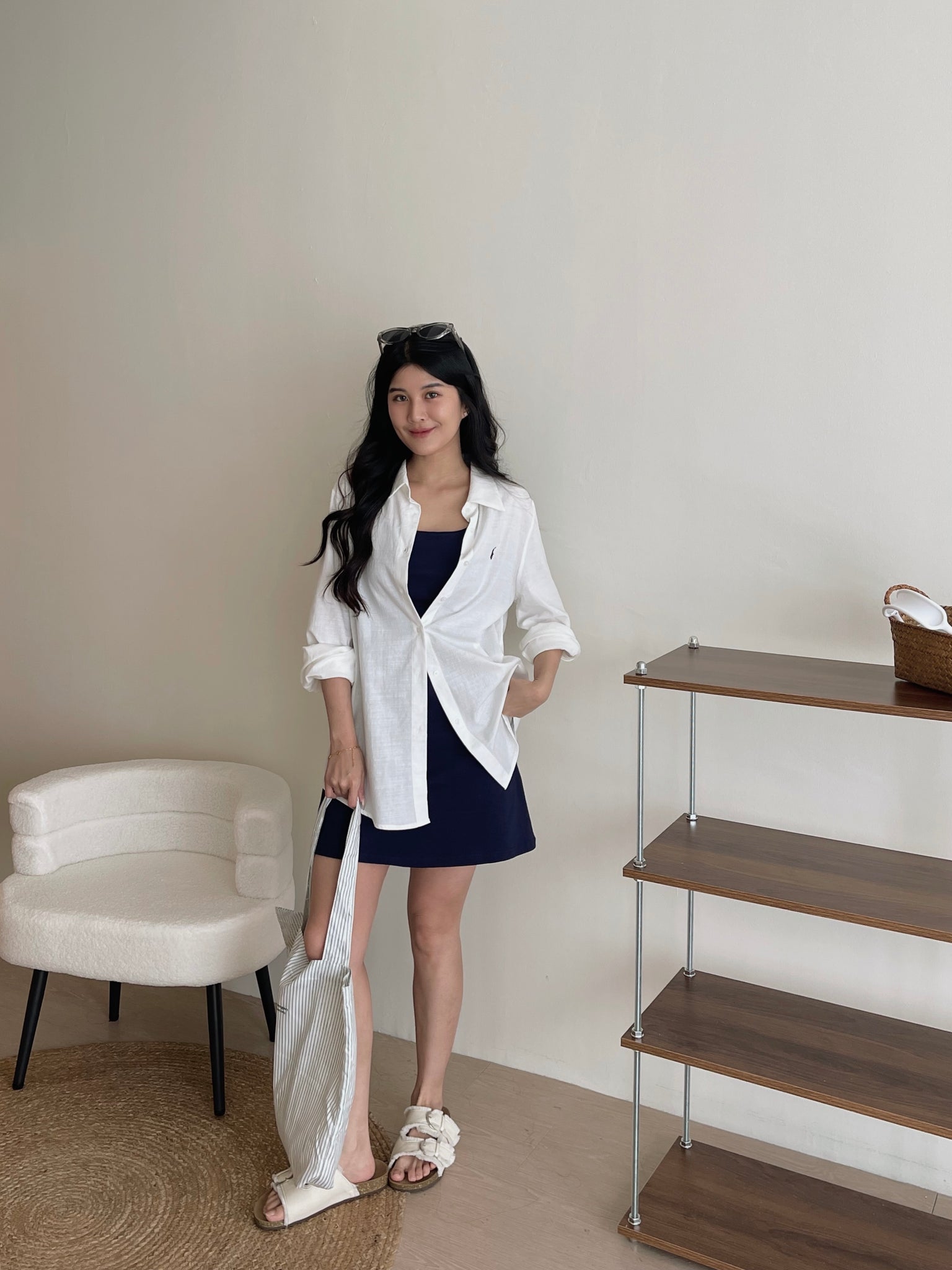 Simple Spaghetti Dress / 简约收腰吊带裙