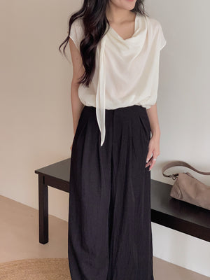 Chiffon Draped Neckline Blouse / 气质雪纺荡领小衫