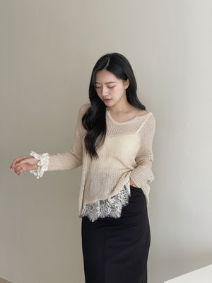 Lace Hem Padded Inner Singlet / 蕾丝衣摆带胸垫内搭