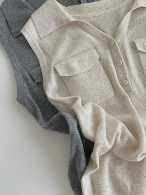 Double Pockets Knit Top / 洋气针织百搭上衣