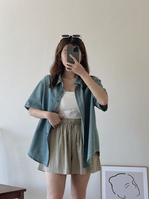 Ribbon Embroidered Outer Shirt / 刺绣软牛仔衬衣