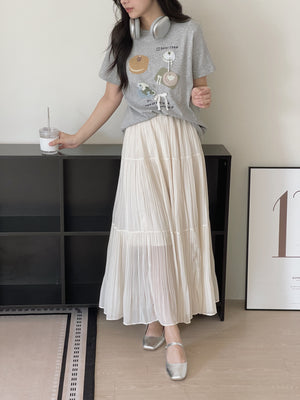 Cloudlight Pleated Tiered Skirt / 百褶飘逸蛋糕半身裙