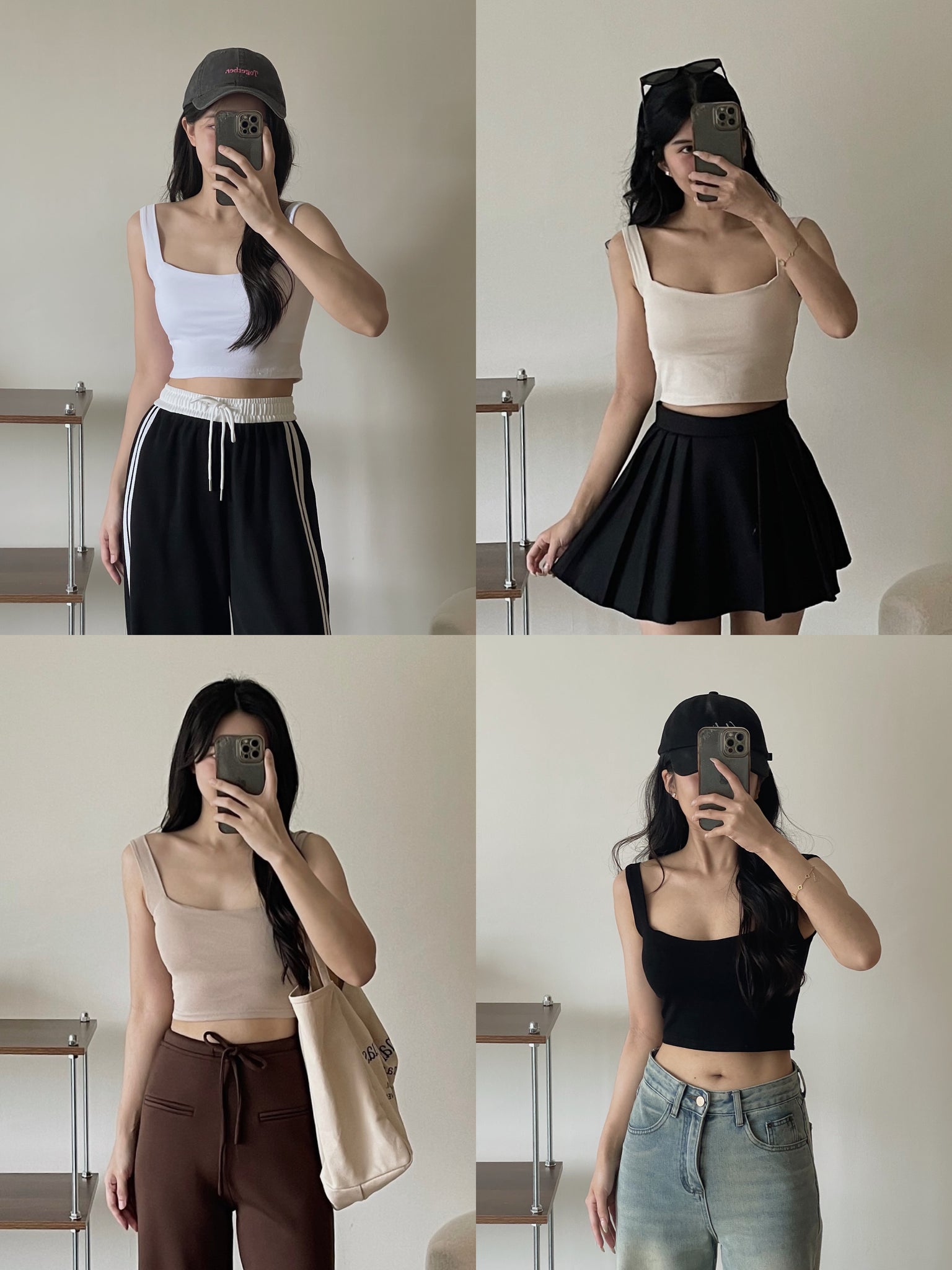 Sleeveless Crop Top With Removable Pad / 大方领遮副乳胸垫背心