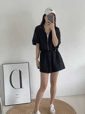 Sporty Short Sleeve Set / 速干运动感短款套装 - Black