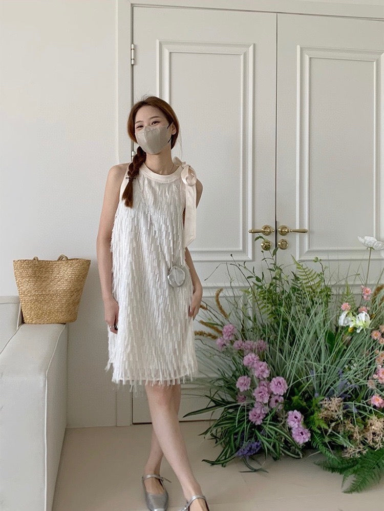 [Ready Stock] Tessel Halterneck Dress / 流苏挂脖裙