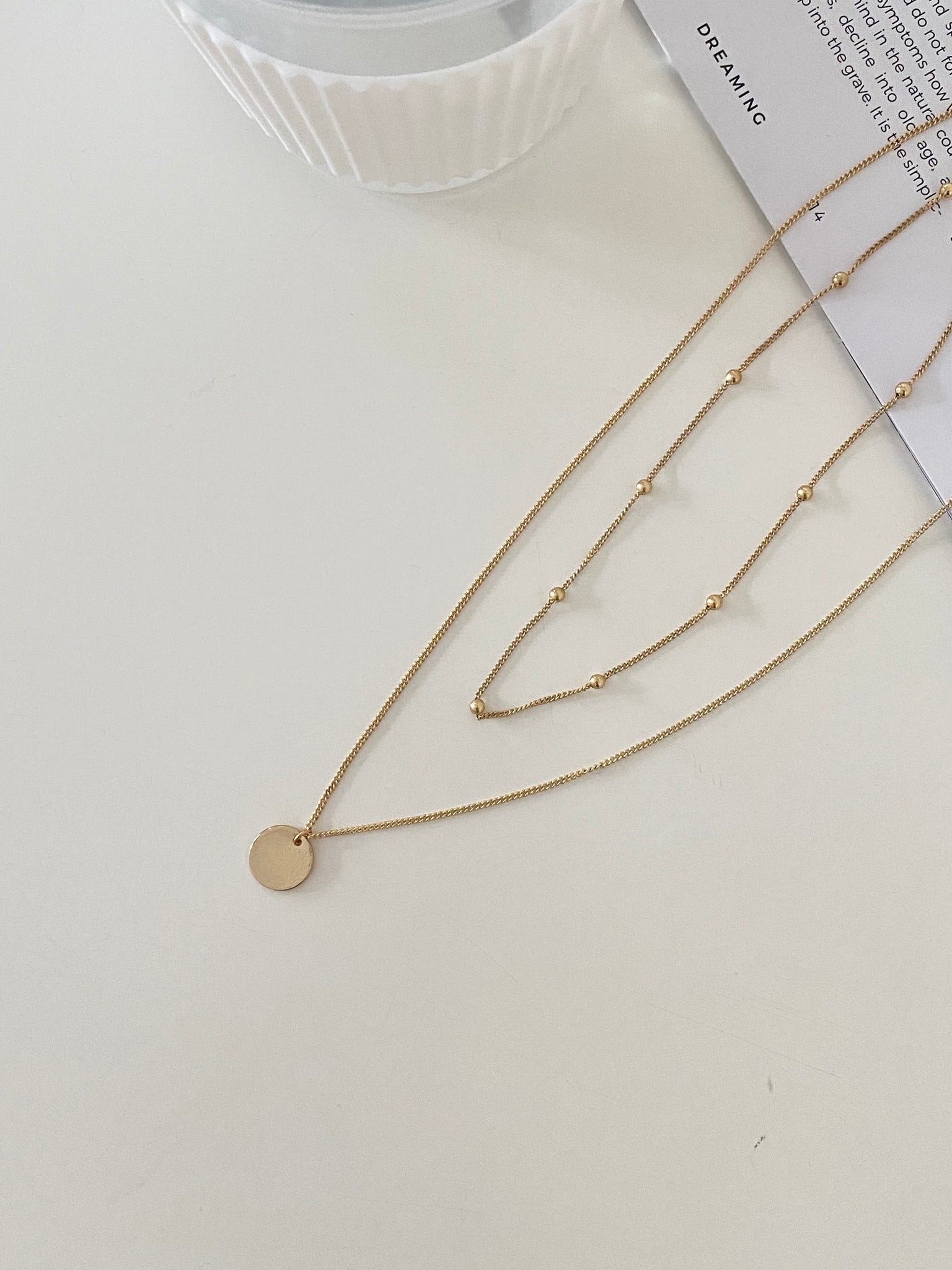 Lila Double Layer Necklace / 雙層圓片吊墜項鍊