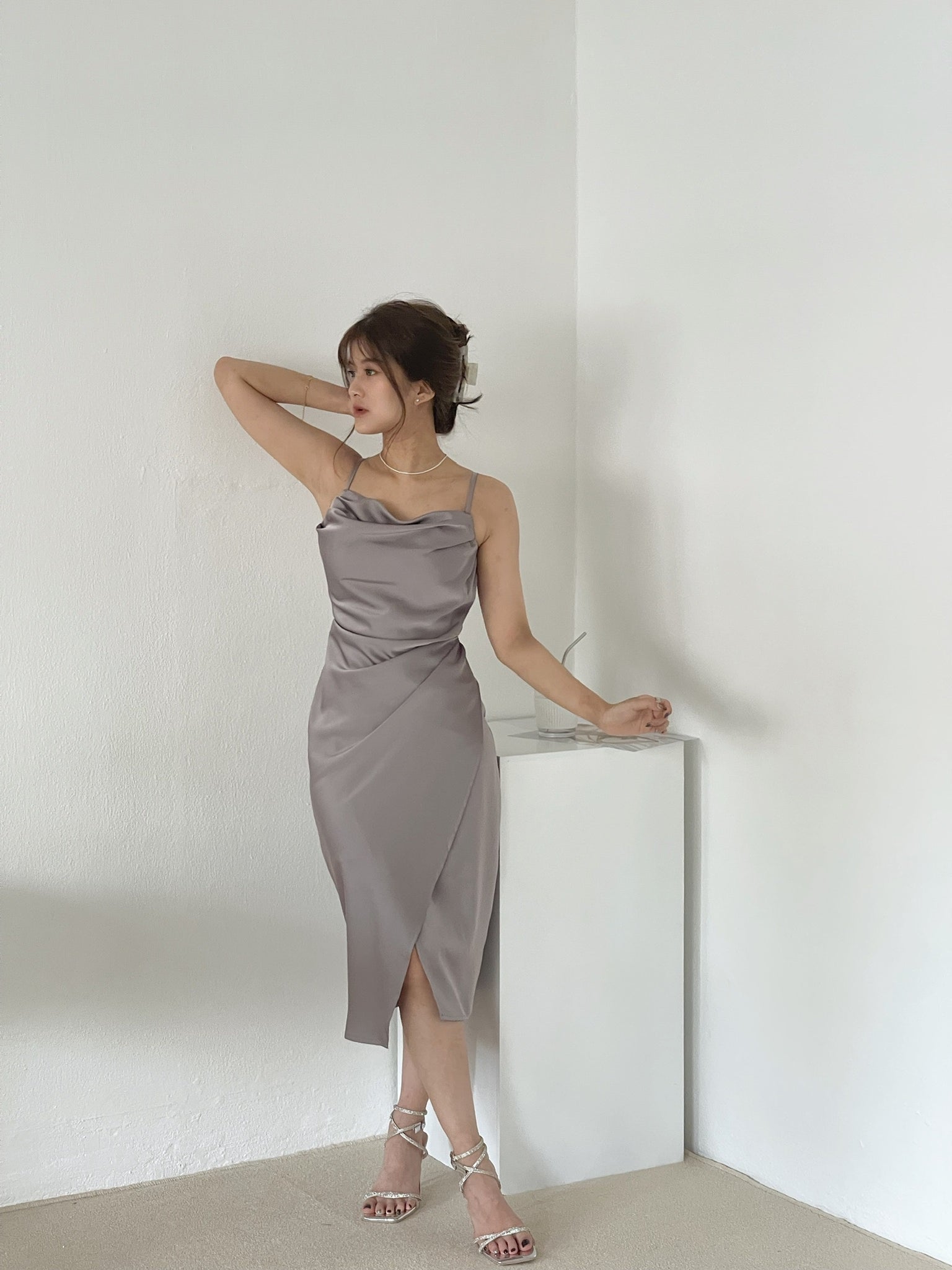 Camila Satin Dress / 開衩緞面吊帶裙