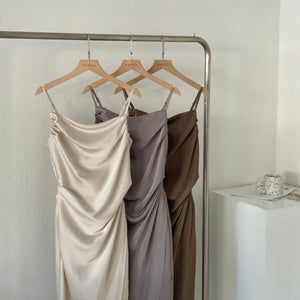 Camila Satin Dress / 開衩緞面吊帶裙