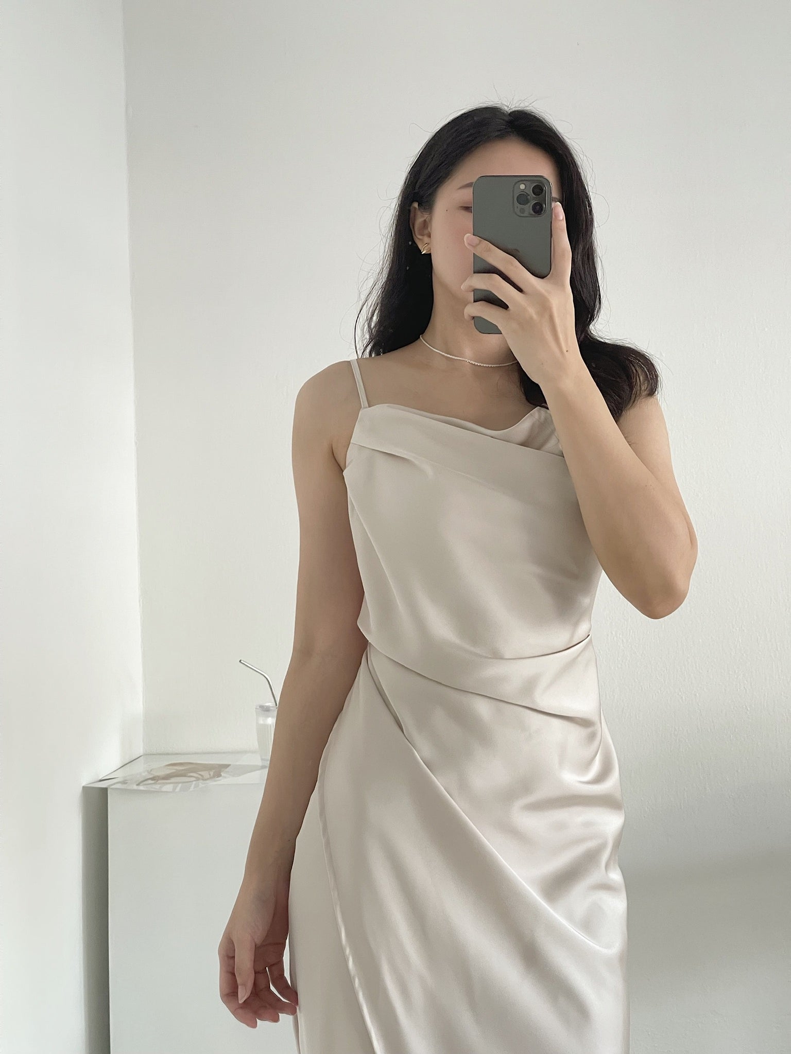 Camila Satin Dress / 開衩緞面吊帶裙