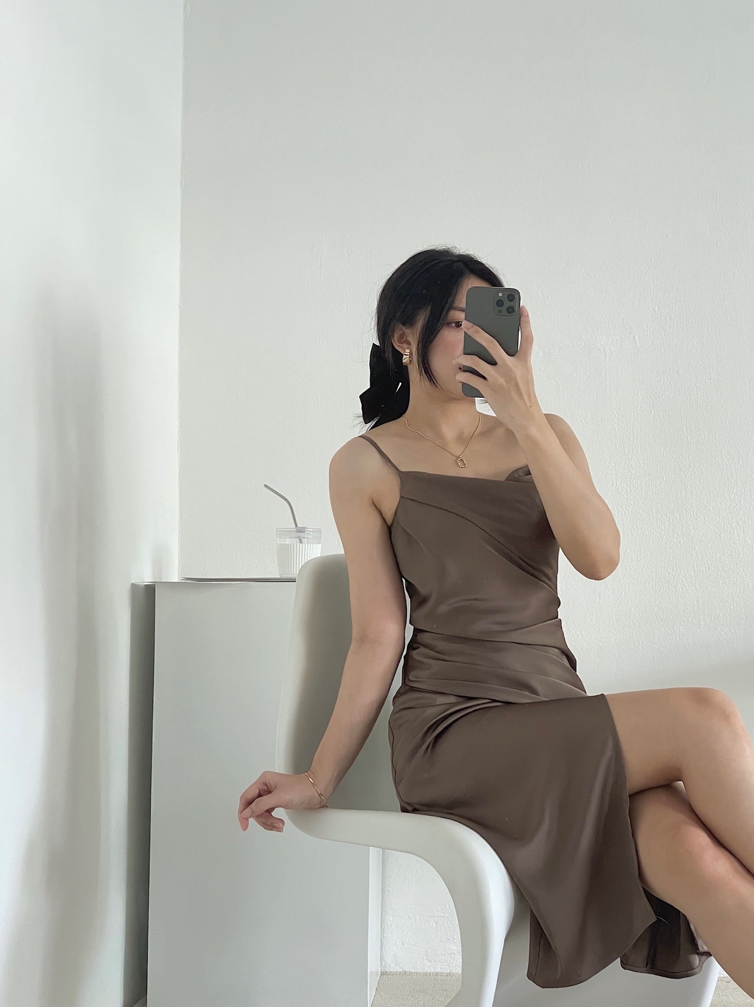Camila Satin Dress / 開衩緞面吊帶裙