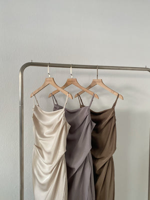 Camila Satin Dress / 開衩緞面吊帶裙