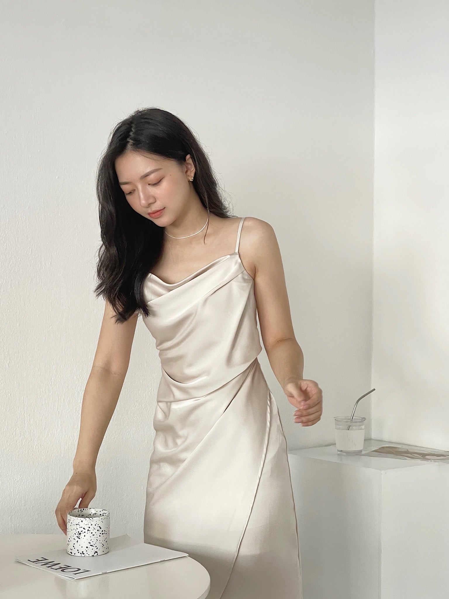 Camila Satin Dress / 開衩緞面吊帶裙