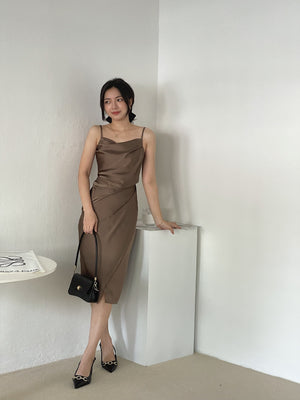 Camila Satin Dress / 開衩緞面吊帶裙