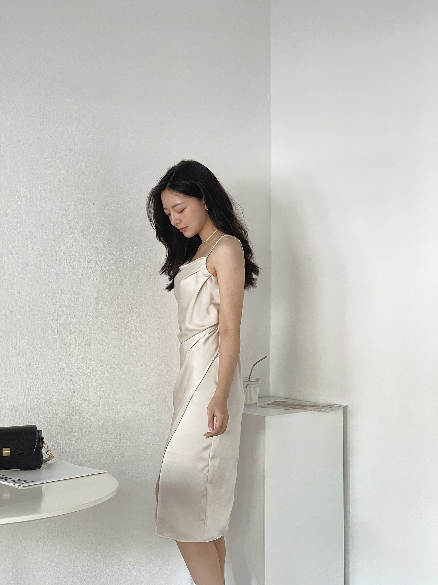 Camila Satin Dress / 開衩緞面吊帶裙